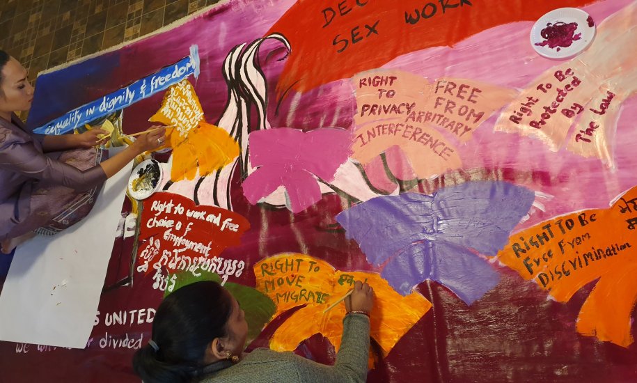 Asia Pacific Network of Sex Workers (APNSW) Sex workers painting a banner